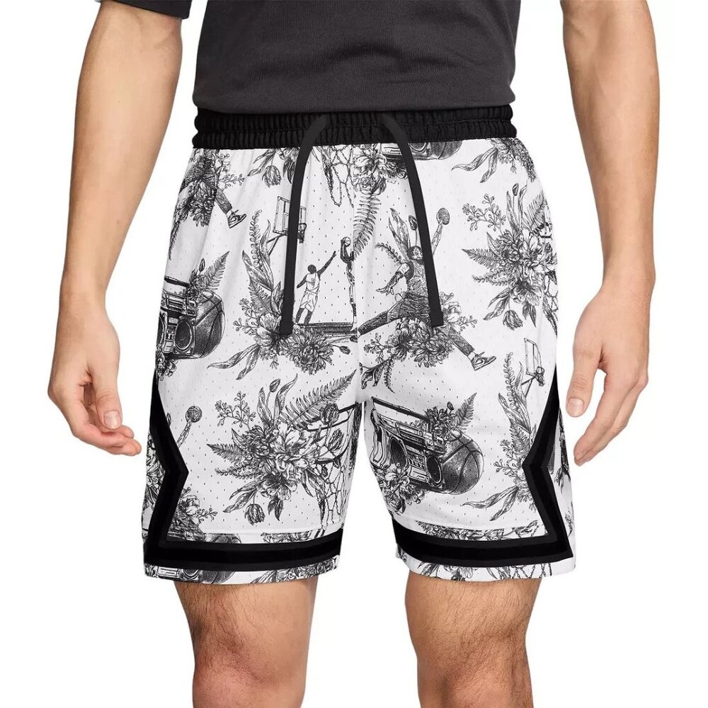 Jordan Men's Dri-FIT Sport Diamond Print All Over Shorts White Size XL Jumpan